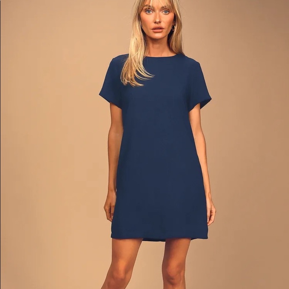 Lulu’s Shift and Shout Navy Blue Shift Dress in XS
